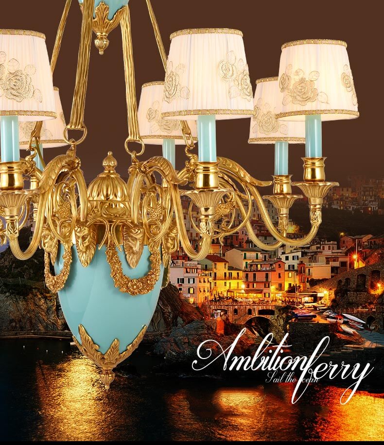 Đèn chùm đồng trang trí họa tiết tinh xảo abr154-2